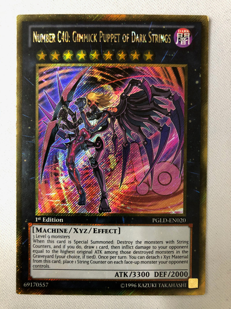 Yugioh Number C40: Gimmick Puppet of Dark Strings PGLD-020 Gold Secret Rare 1st Edition NM
