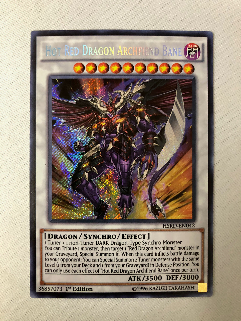 Yugioh Hot Red Dragon Archfiend Bane HSRD-EN042 Secret Rare 1st Editio Yugioh Hot Red Dragon Archfiend Bane HSRD-EN042 Secret Rare 1st Editio