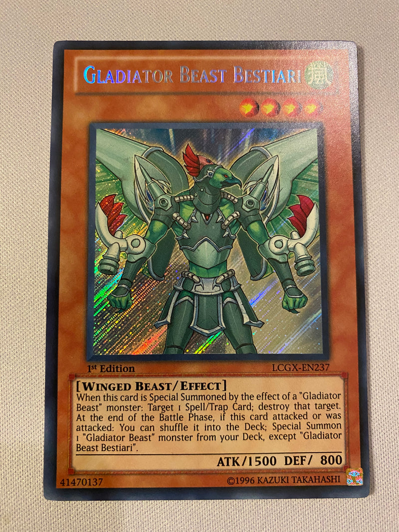 Yugioh Gladiator Beast Bestiari LCGX-EN237 1st Edition Secret Rare Nea Yugioh Gladiator Beast Bestiari LCGX-EN237 1st Edition Secret Rare Nea