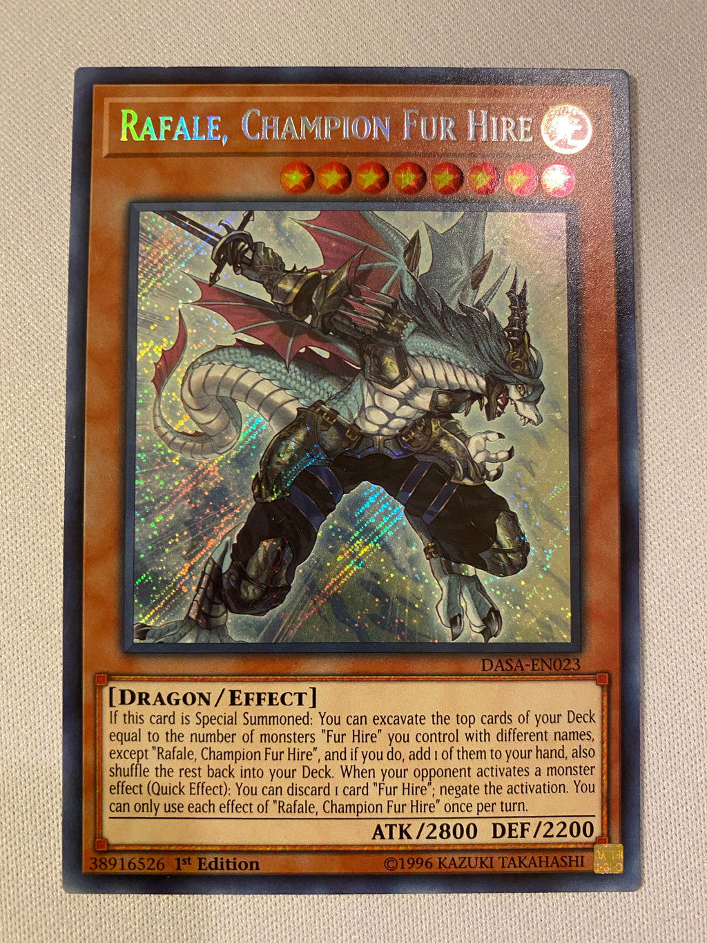 Yugioh Rafale, Champion Fur Hire DASA-EN023 Secret Rare 1st Edition Ne Yugioh Rafale, Champion Fur Hire DASA-EN023 Secret Rare 1st Edition Ne