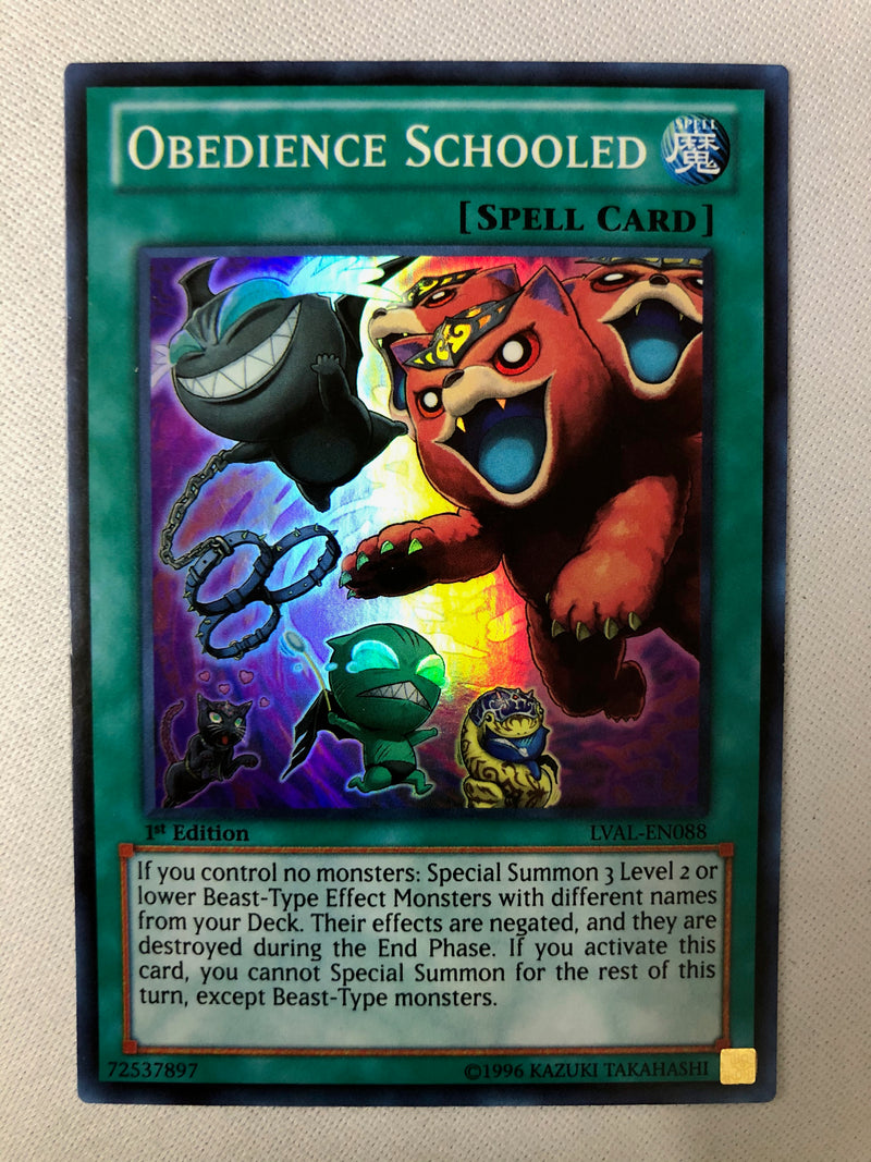 Yugioh Obedience Schooled LVAL-EN088 Super Rare 1st Edition Near Mint