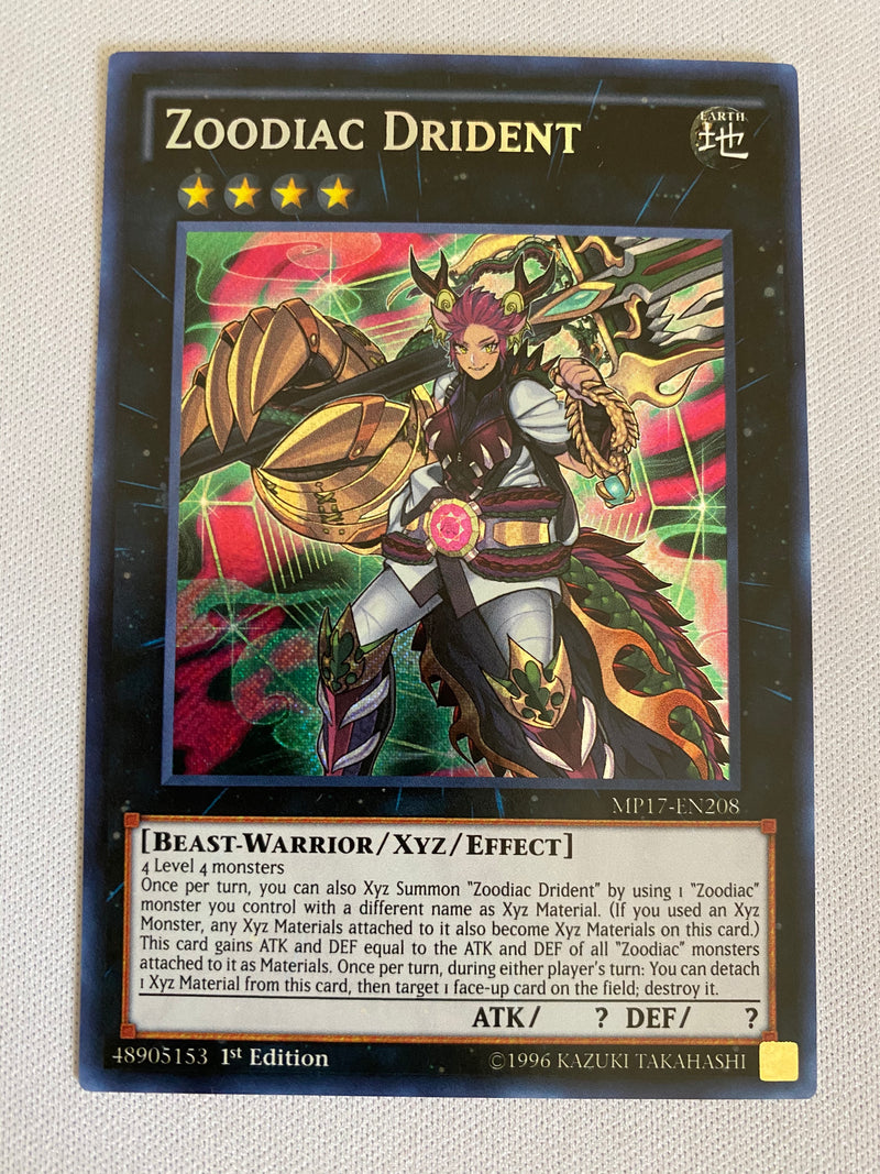 Yugioh Zoodiac Drident MP17-EN208 1st Edition Secret Rare Near Mint Yugioh Zoodiac Drident MP17-EN208 1st Edition Secret Rare Near Mint