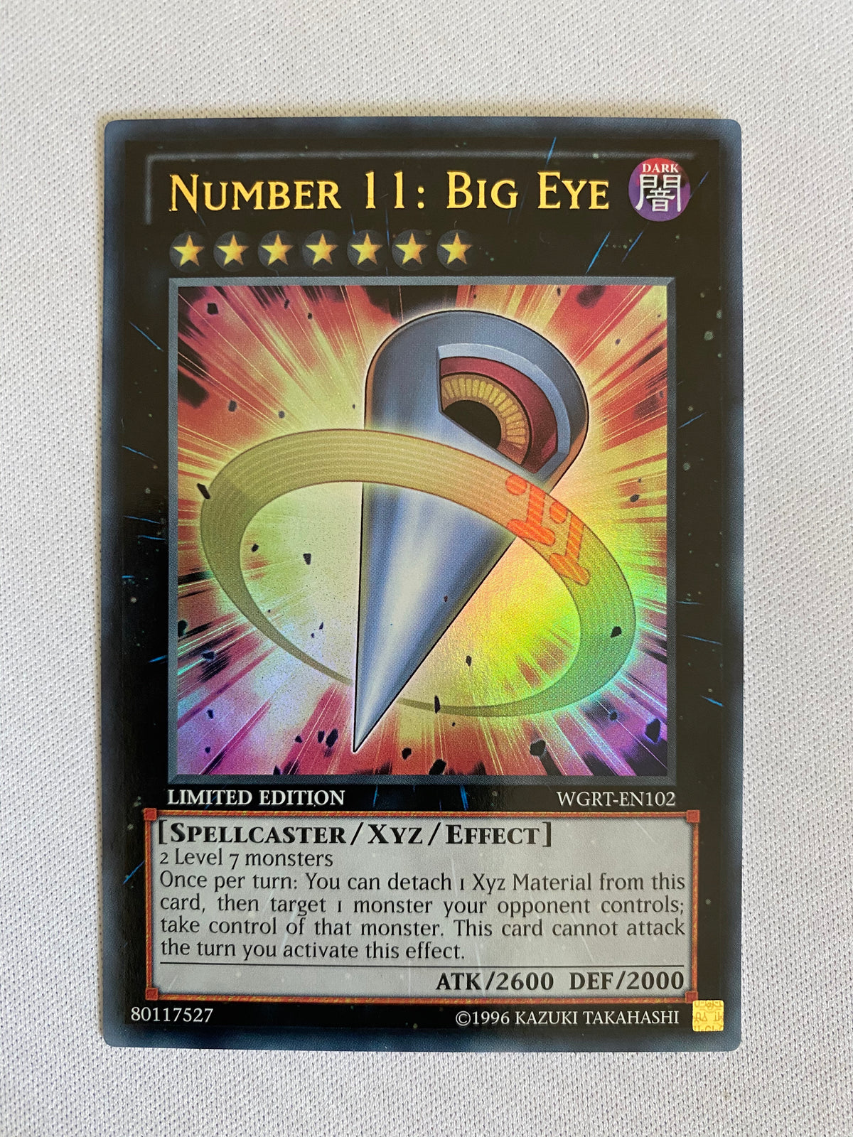 big eye yugioh card Yugioh Number 11: Big Eye WGRT-EN102 Ultra Rare Limited Edition Near M