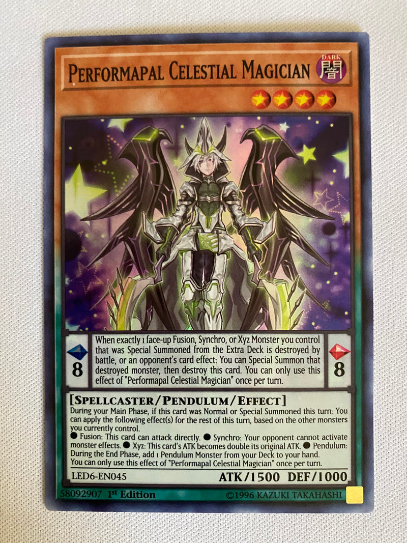 Yugioh Performapal Celestial Magician LED6-EN045 1st Edition Super Rar Yugioh Performapal Celestial Magician LED6-EN045 1st Edition Super Rar