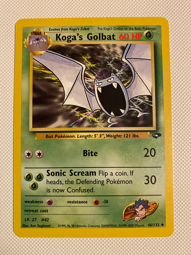 Koga's Golbat 46/132 Gym Challenge Unlimited Edition Uncommon Near Mint