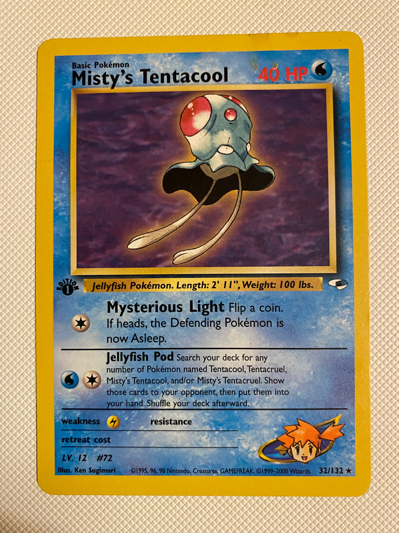 Misty's Tentacool 32/132 Gym Heroes 1st Edition Rare Pokémon Card Near Mint