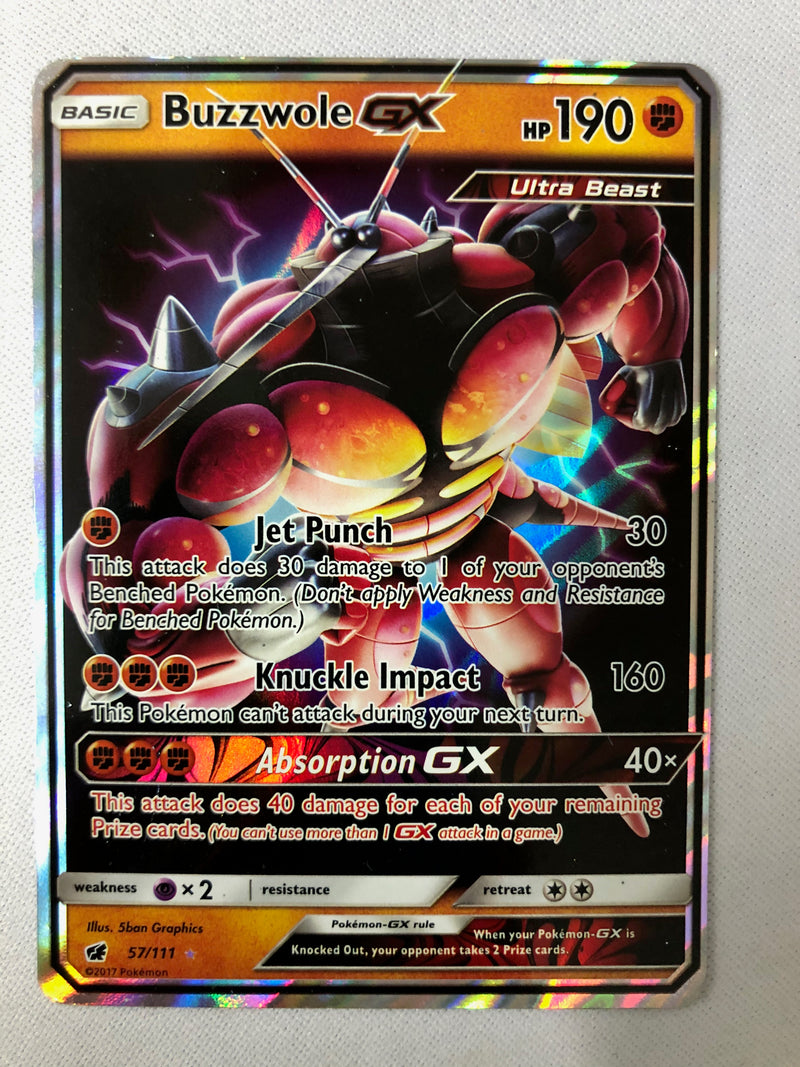Buzzwole GX 57/111 S&M Crimson Invasion Rare Pokemon Card NM