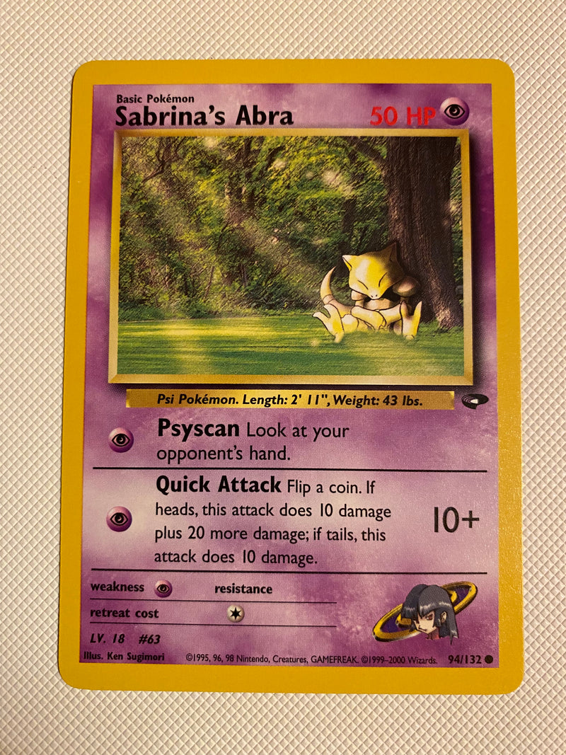 Sabrinas Abra 94/132 Common Gym Challenge Pokemon Card Naer Mint