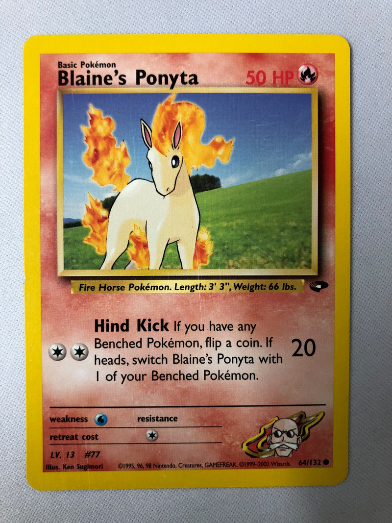 Blaine's Ponyta 64/132 Gym Heroes Common Pokemon Card Near Mint