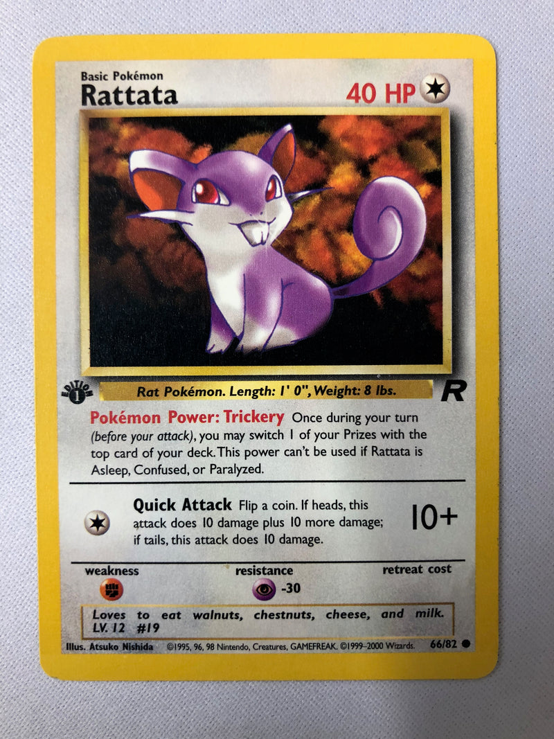 Rattata 66/82 1st Edition Team Rocket Common Pokemon Card NM
