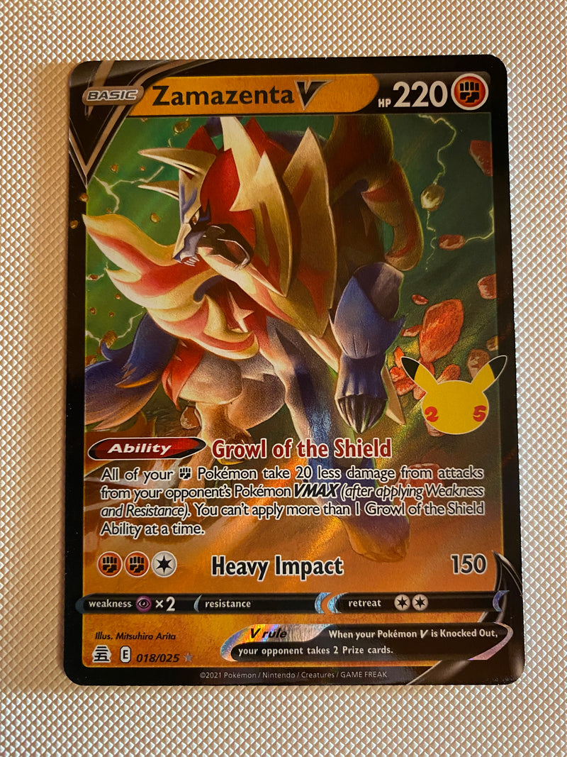 Zamazenta V 018/025 Pokmon Card Near Mint Zamazenta V 018/025 Pokmon Card Near Mint