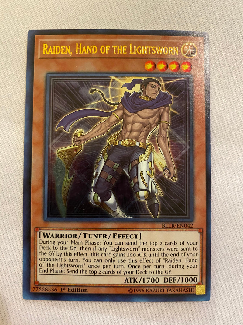 Yugioh Raiden, Hand of the Lightsworn BLLR-EN042 Ultra Rare 1st Edition NM