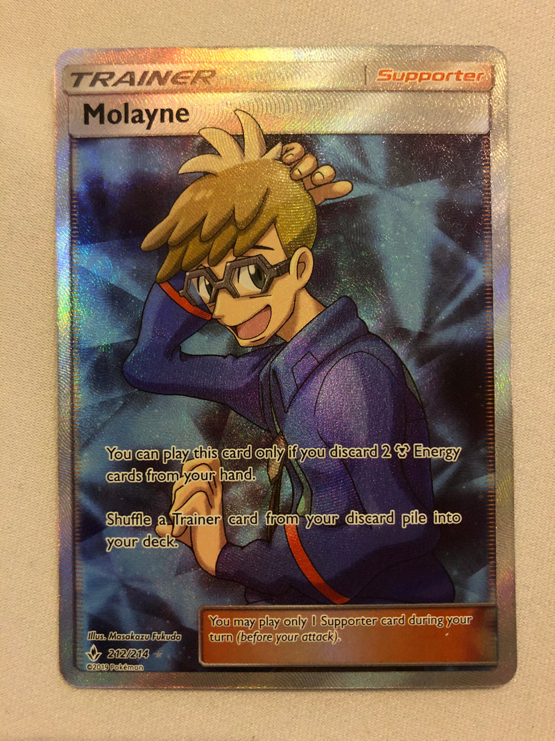pokemon sun and moon unbroken bonds rare cards Molayne 212/214 Full Art Ultra Rare Sun & Moon Unbroken Bonds Pokemon