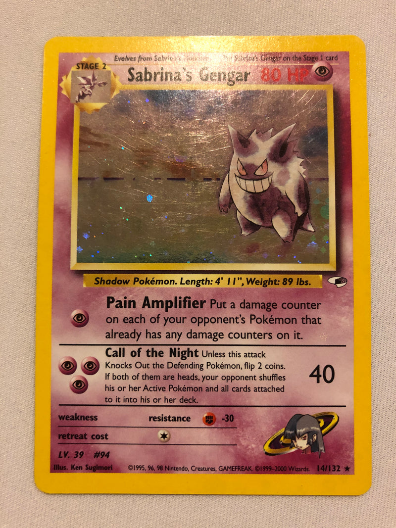 Sabrina's Gengar 14/132 Holo Rare Gym Heroes Pokemon Card Near Mint