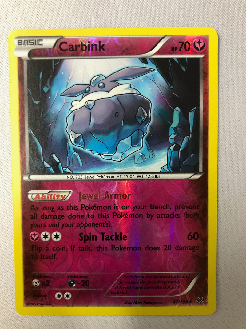 Carbink 47/108 XY Roaring Skies Rare Reverse Holo Pokemon Card NM