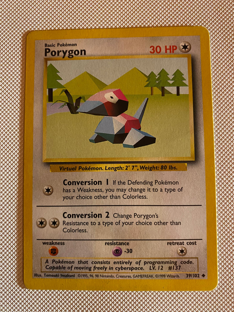Porygon Uncommon 39/102 Pokemon Card Rare Near Mint Porygon Uncommon 39/102 Pokemon Card Rare Near Mint