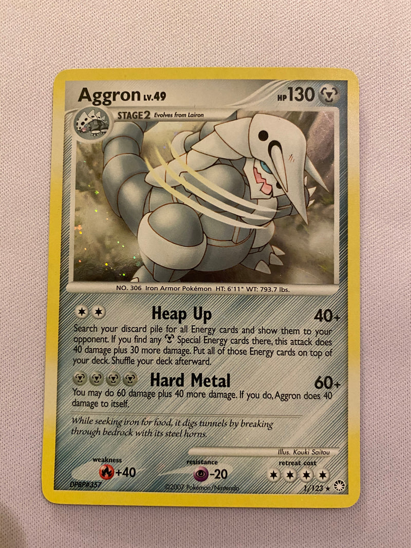pokemon aggron card Pokemon Aggron 1/123 Rare Holo Pokemon Card Near Mint