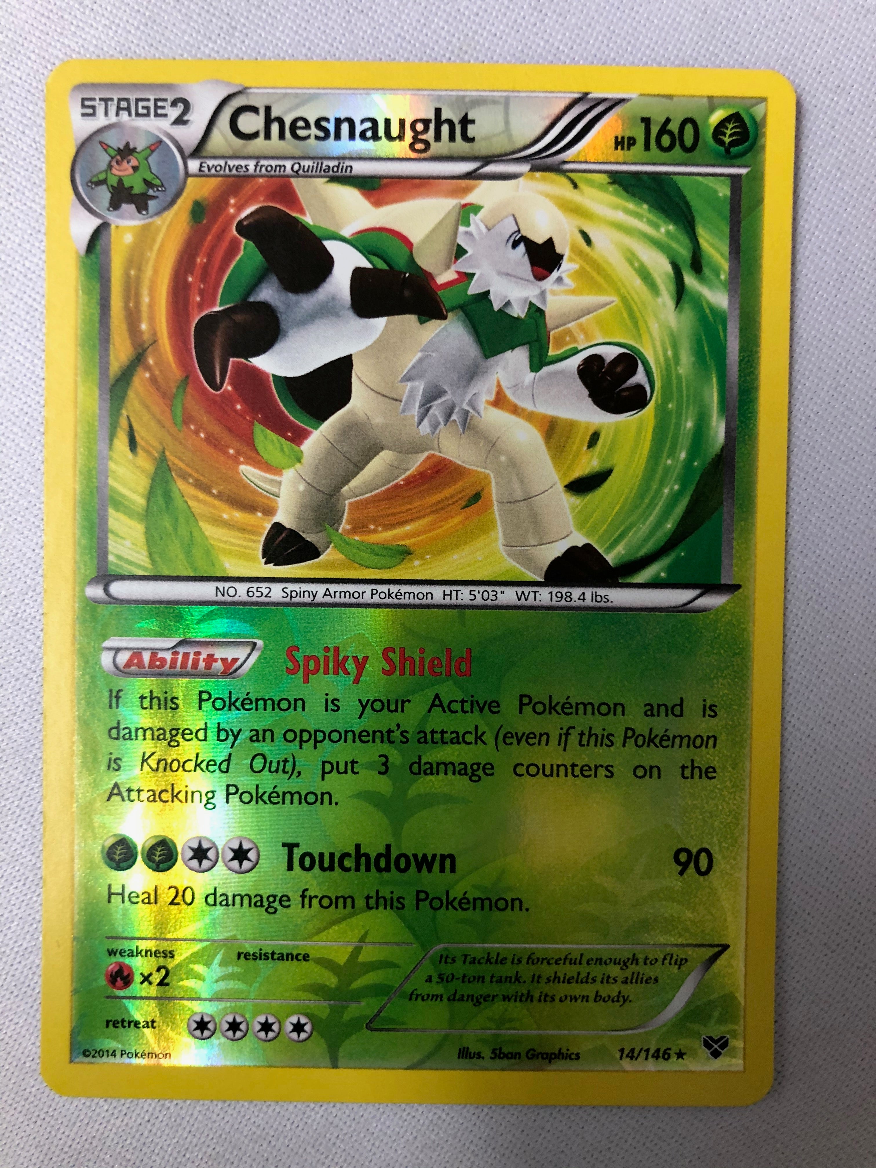 Chesnaught 14/146 XY Base Set Rare Reverse Holo Pokemon Card NM