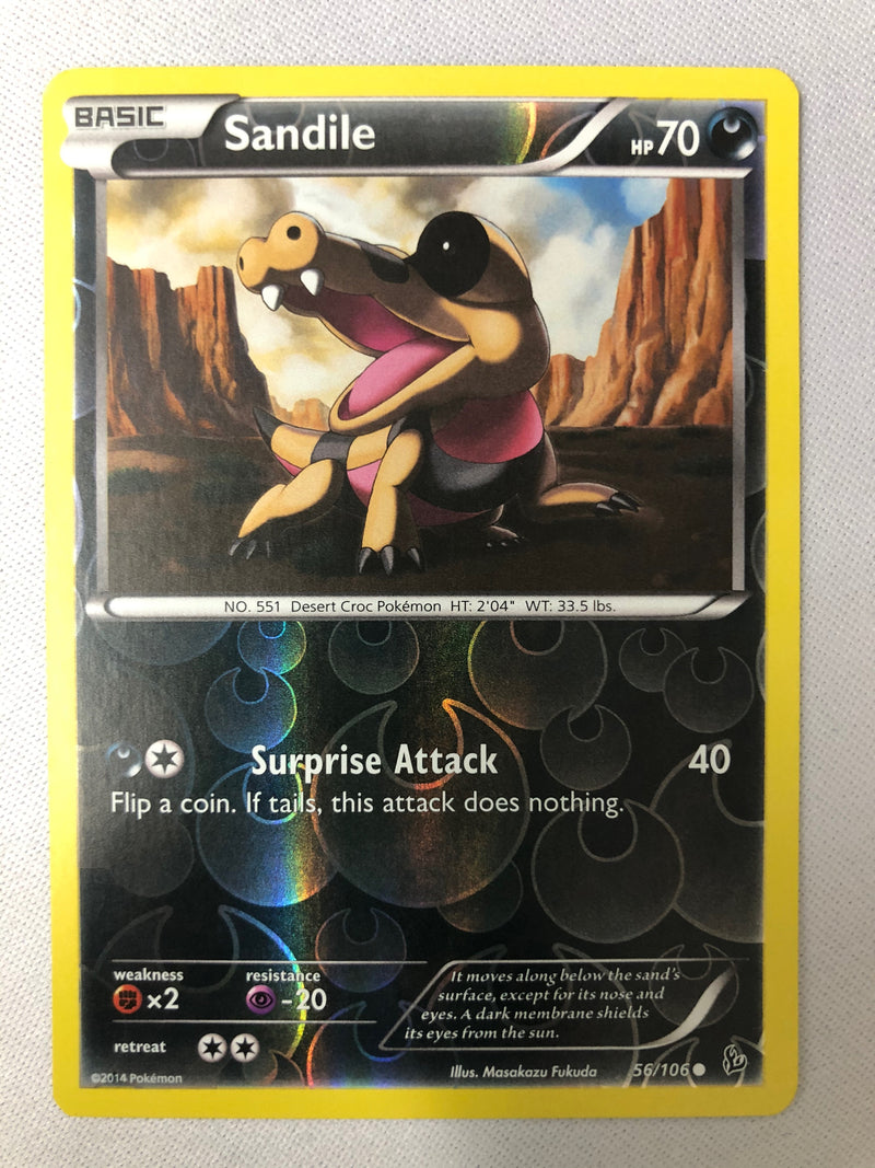 Sandile 56/106 Flashfire Common Reverse Holo Pokemon Card NM