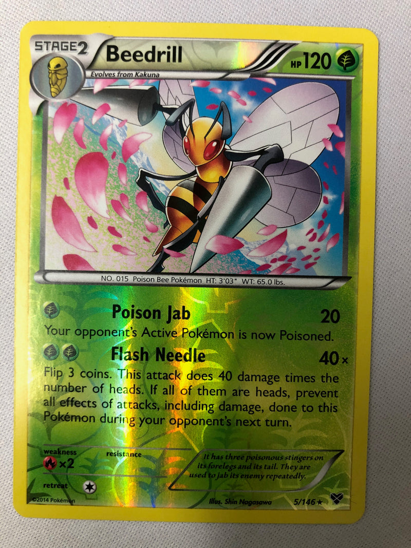 Beedrill 5/146 XY Base Set Rare Reverse Holo Pokemon Card NM