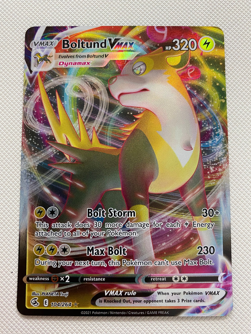 pokemon fusion rare cards Boltund Vmax 104/264 Fusion Strike Ultra Rare Pokemon Card Naer Mint