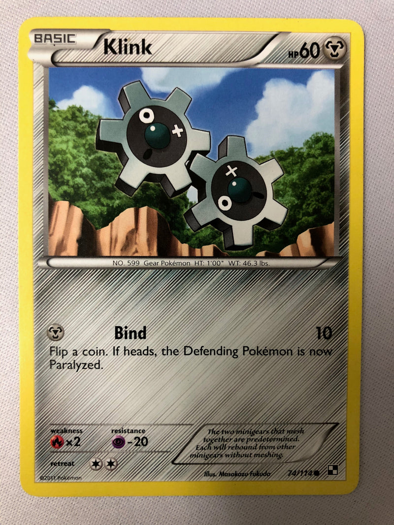 Klink 74/114 Black & White Common Pokemon Card NM