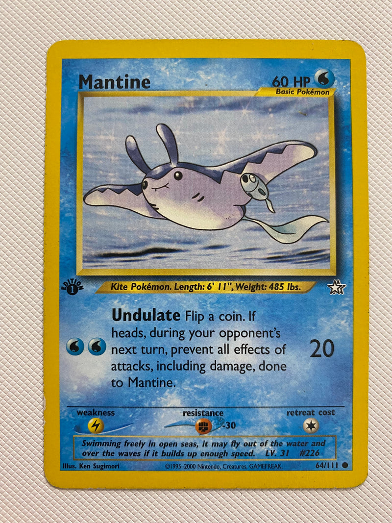 Mantine 64/111 1st Edition Pokemon Neo Genesis Near Mint