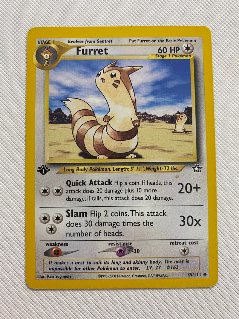 Furret 35/111 Pokemon Card 1st Edition Naer Mint