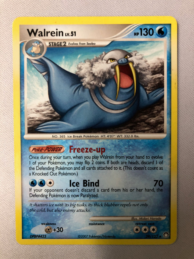Walrein LV.51 39/123 Mysterious Treasures Rare Non Holo Pokemon Card NM