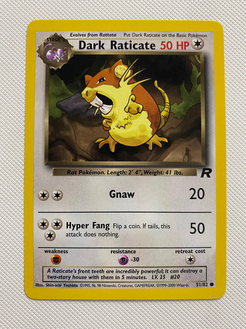 Dark Raticate 51/82 Team Rocket  Unlimited Pokemon Card Naer Mint