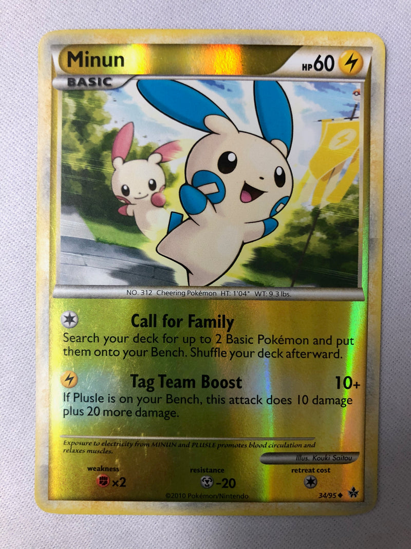 Minun 34/95 Unleashed Uncommon Reverse Holo Pokemon Card NM