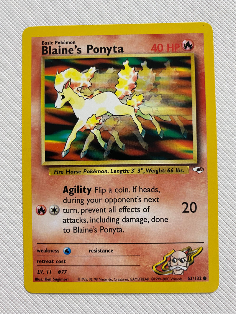 Blaine's Ponyta  63/132 Gym Heroes Common Unlimited Pokemon Naer Mint