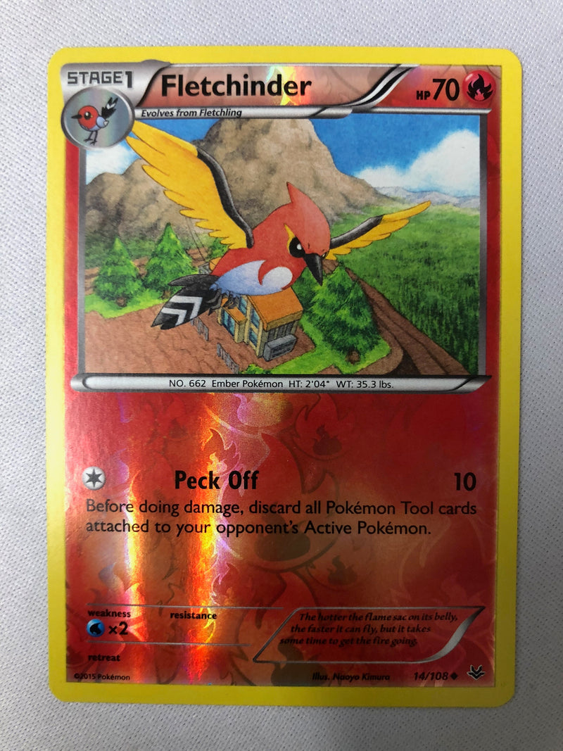 Fletchinder 14/108 Roaring Skies Uncommon Reverse Holo Pokemon Card NM