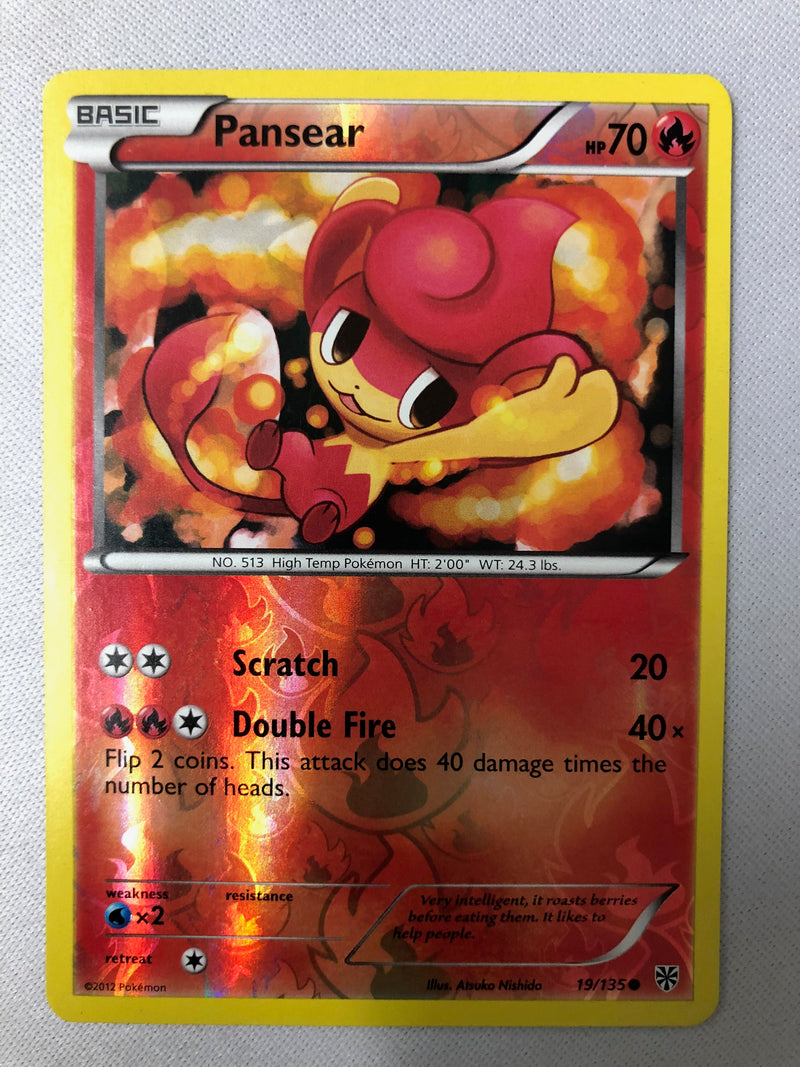 Pansear 19/135 Plasma Storm Common Reverse Holo Pokemon Card NM