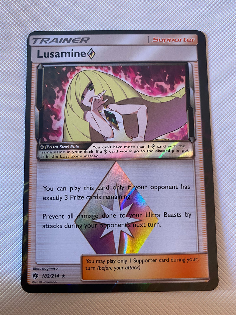 Lusamine Prism Star 182/214 Holo Rare Pokemon Card Near Mint