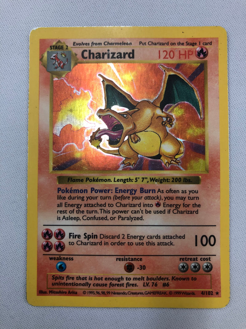 Charizard 4/102 Shadowless Base Set Holo Rare Pokemon Card Near Mint