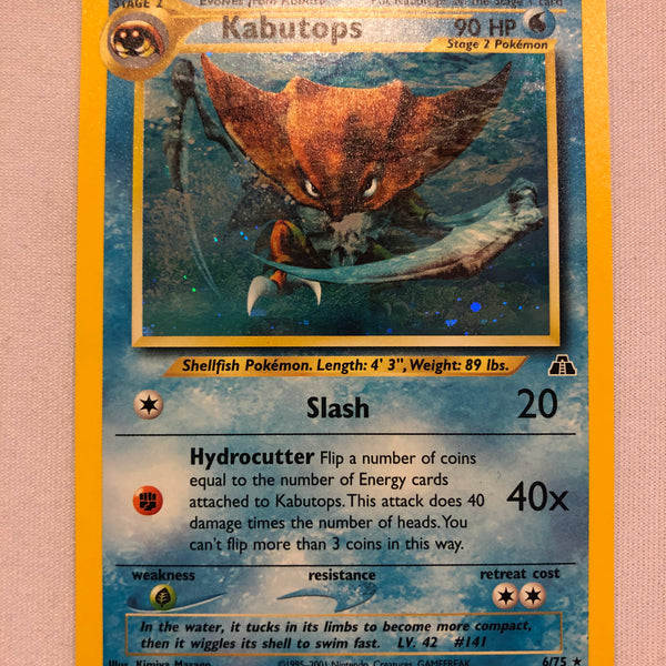 Kabutops 6/75 Holo Rare Neo Discovery Pokemon Card Near Mint
