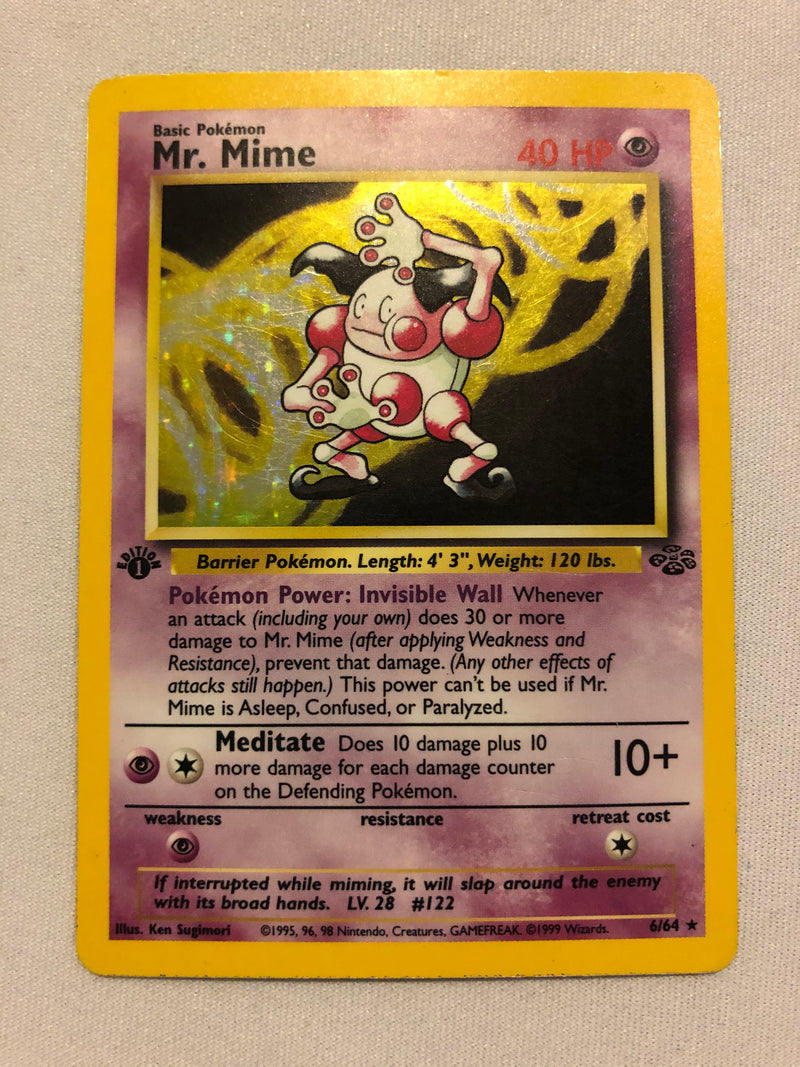 Mr. Mime 6/64 Jungle Set Holo Rare 1st Edition Pokemon Card Near Mint/Excellent