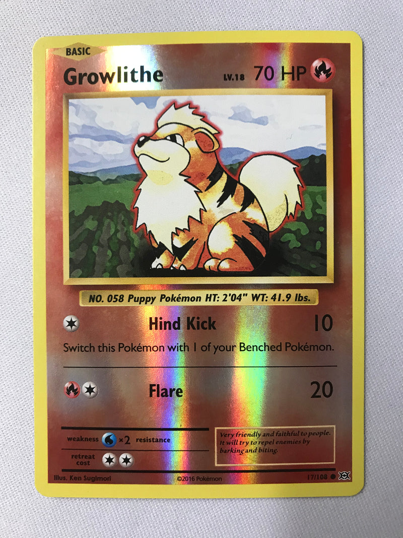 Growlithe 17/108 XY Evolutions Reverse Holo Pokemon Card Near Mint
