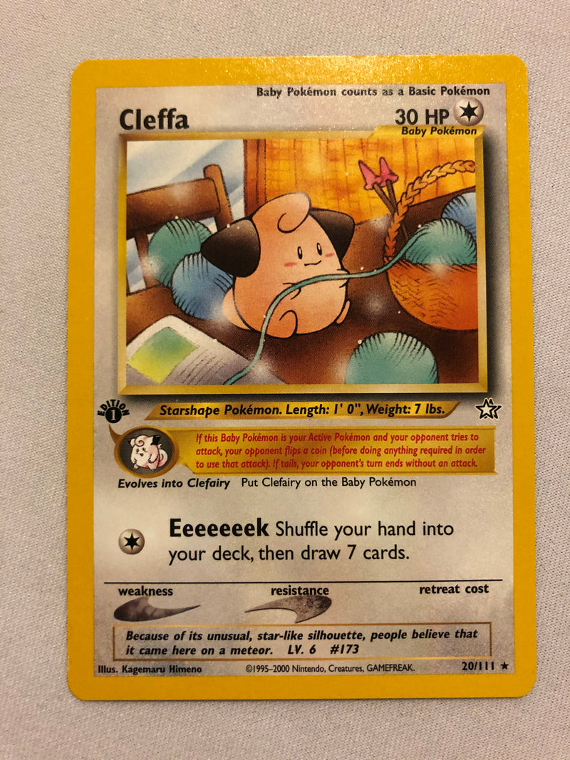 Cleffa 20/111 Rare 1st Edition Neo Genesis Pokemon Card Near Mint
