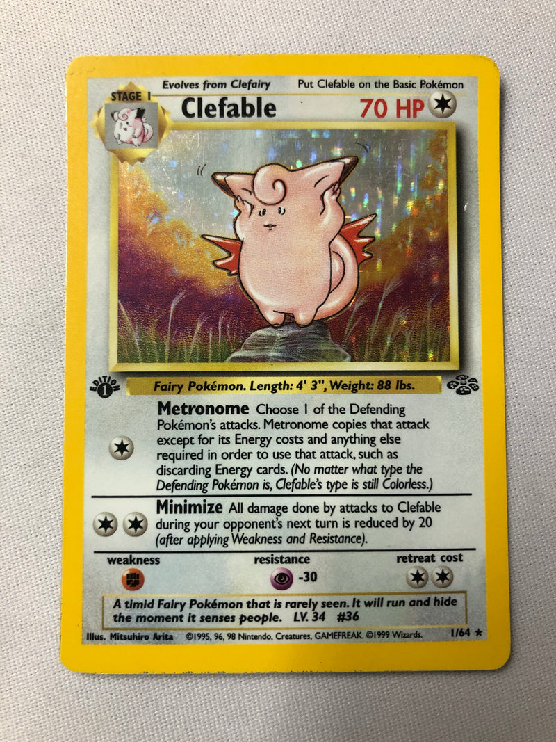 Clefable 1/64 1st Edition Jungle Set Holo Rare Pokemon Card Near Mint