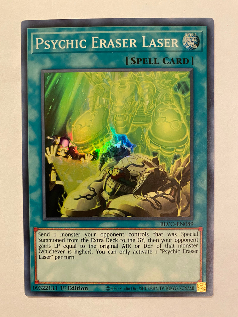 Yugioh Psychic Eraser Laser BLVO-EN089 1st Edition Super Rare Near Min Yugioh Psychic Eraser Laser BLVO-EN089 1st Edition Super Rare Near Min