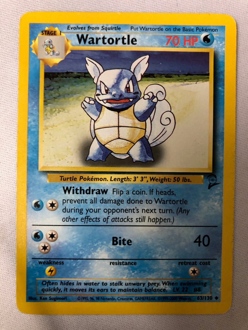 Wartortle 63/130 Base Set 2 Uncommon Pokemon Card Near Mint