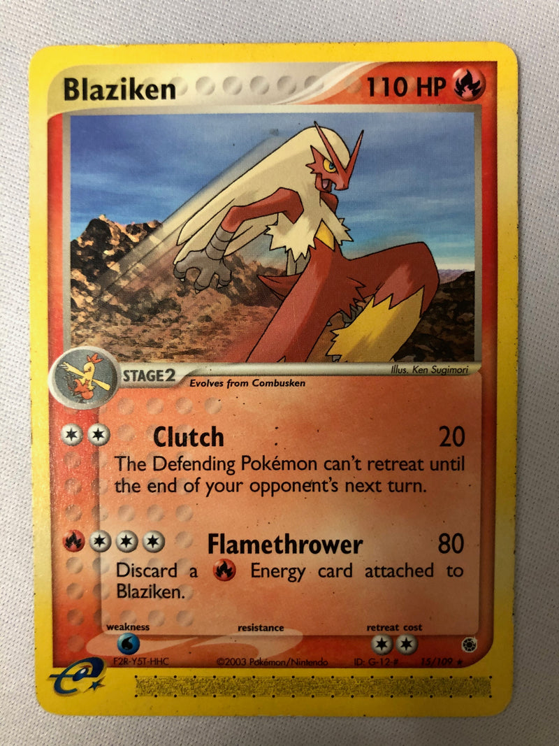 Blaziken 15/109 EX Ruby & Sapphire Rare Non-Holo Pokemon Card NM