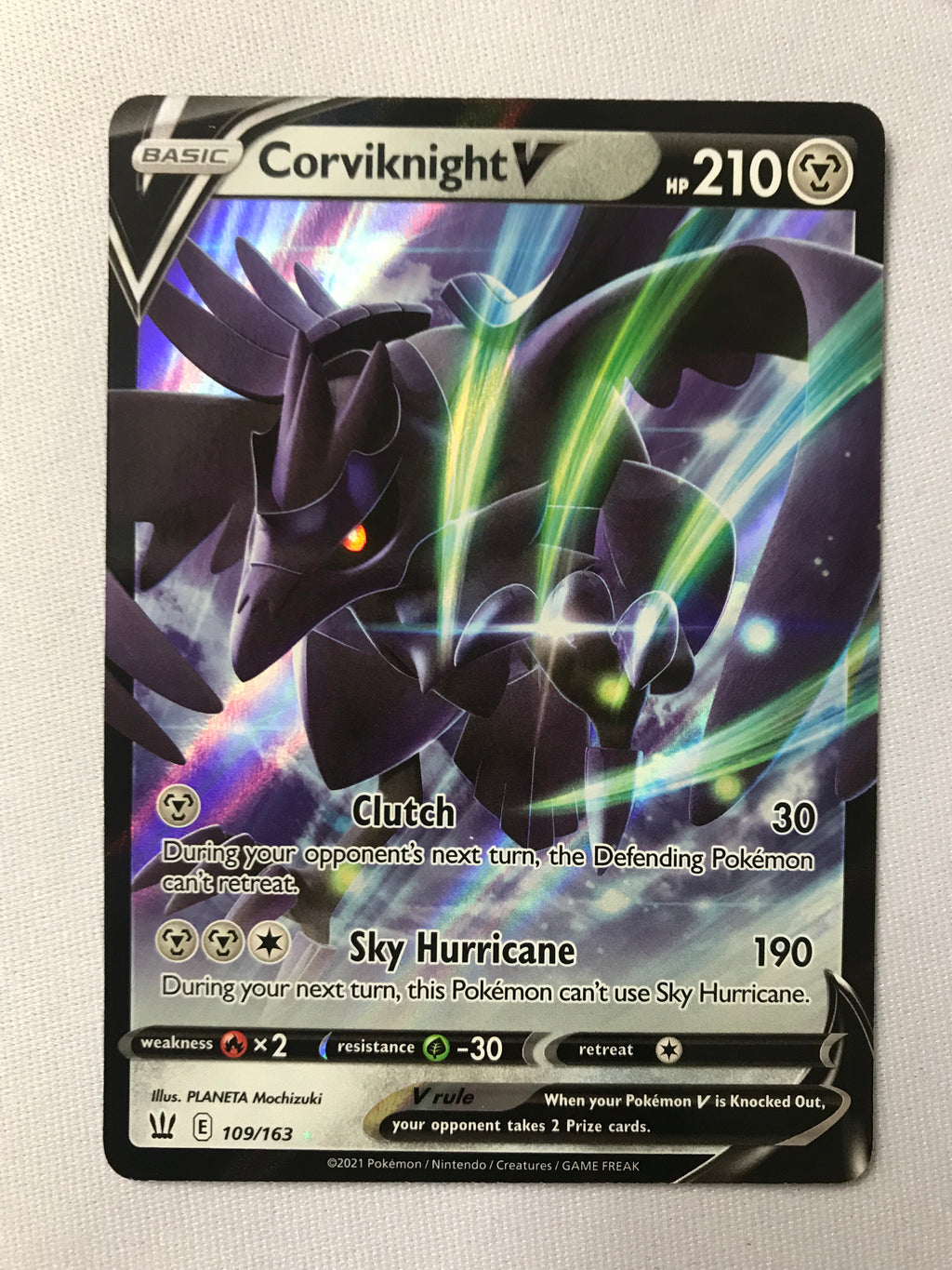 Corviknight V 109/163 Holo Ultra Rare Battle Styles Pokemon Card Near Corviknight V 109/163 Holo Ultra Rare Battle Styles Pokemon Card Near