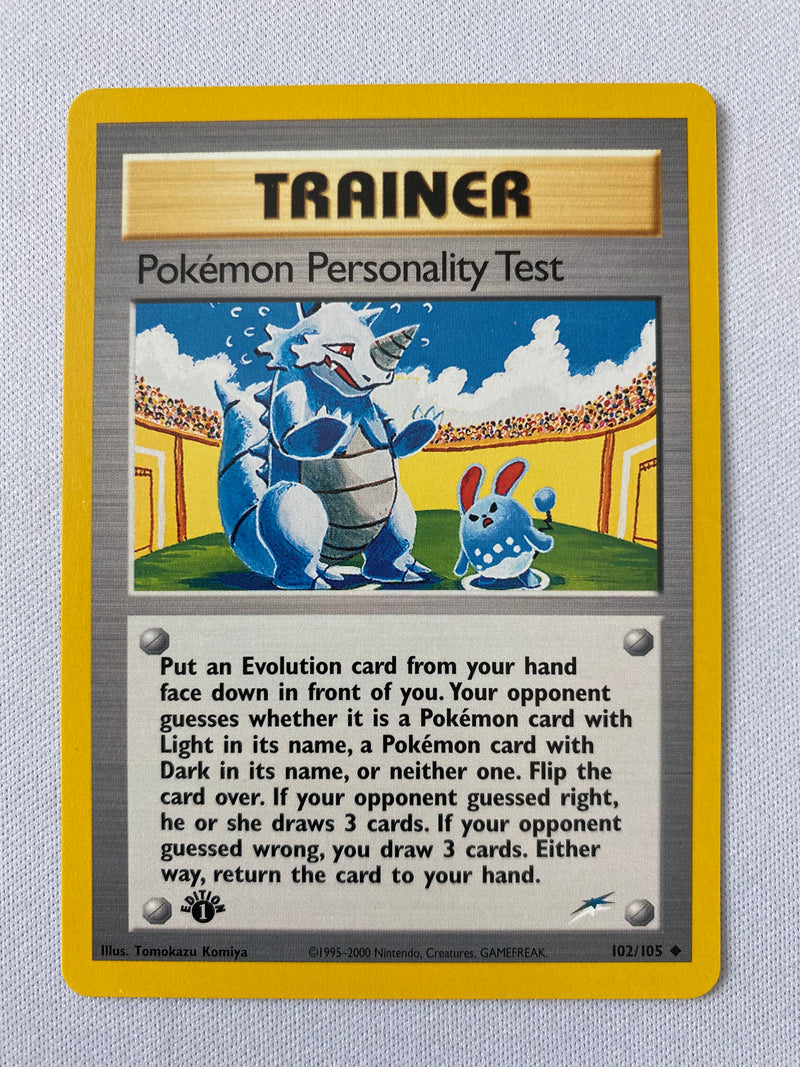 Personality Test - 102/105  Uncommon 1st Edition Pokemon Card Near Mint