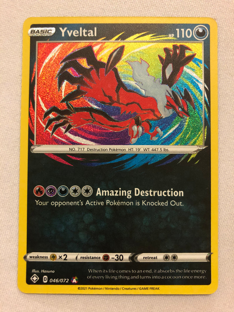 Yveltal 046/072 Amazing Rare Shining Fates Pokemon Card Near Mint Yveltal 046/072 Amazing Rare Shining Fates Pokemon Card Near Mint
