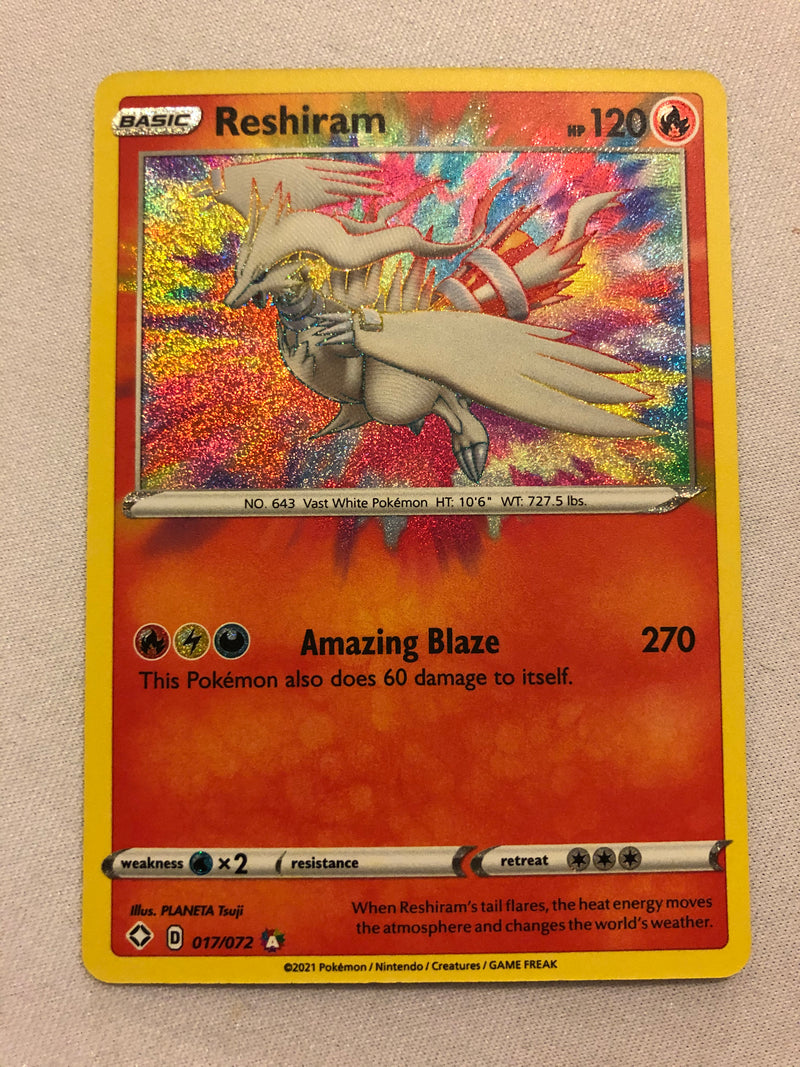 Reshiram 017/072 Amazing Rare Shining Fates Pokemon Card Near Mint Reshiram 017/072 Amazing Rare Shining Fates Pokemon Card Near Mint