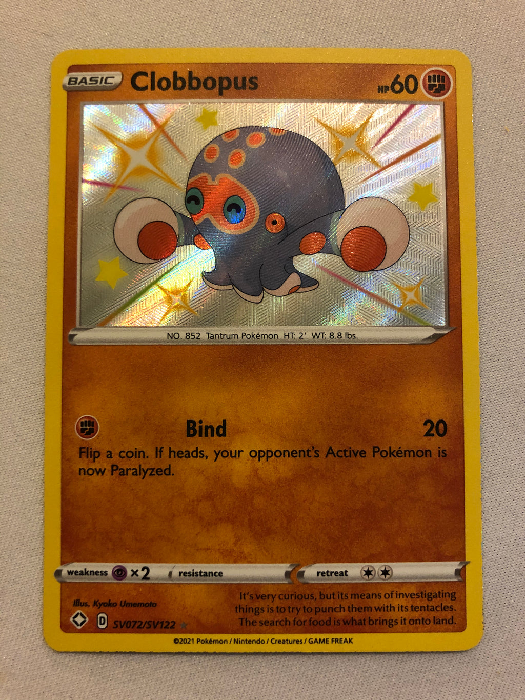 Clobbopus SV072/SV122 Shiny Holo Rare Shining Fates Pokemon Card Near