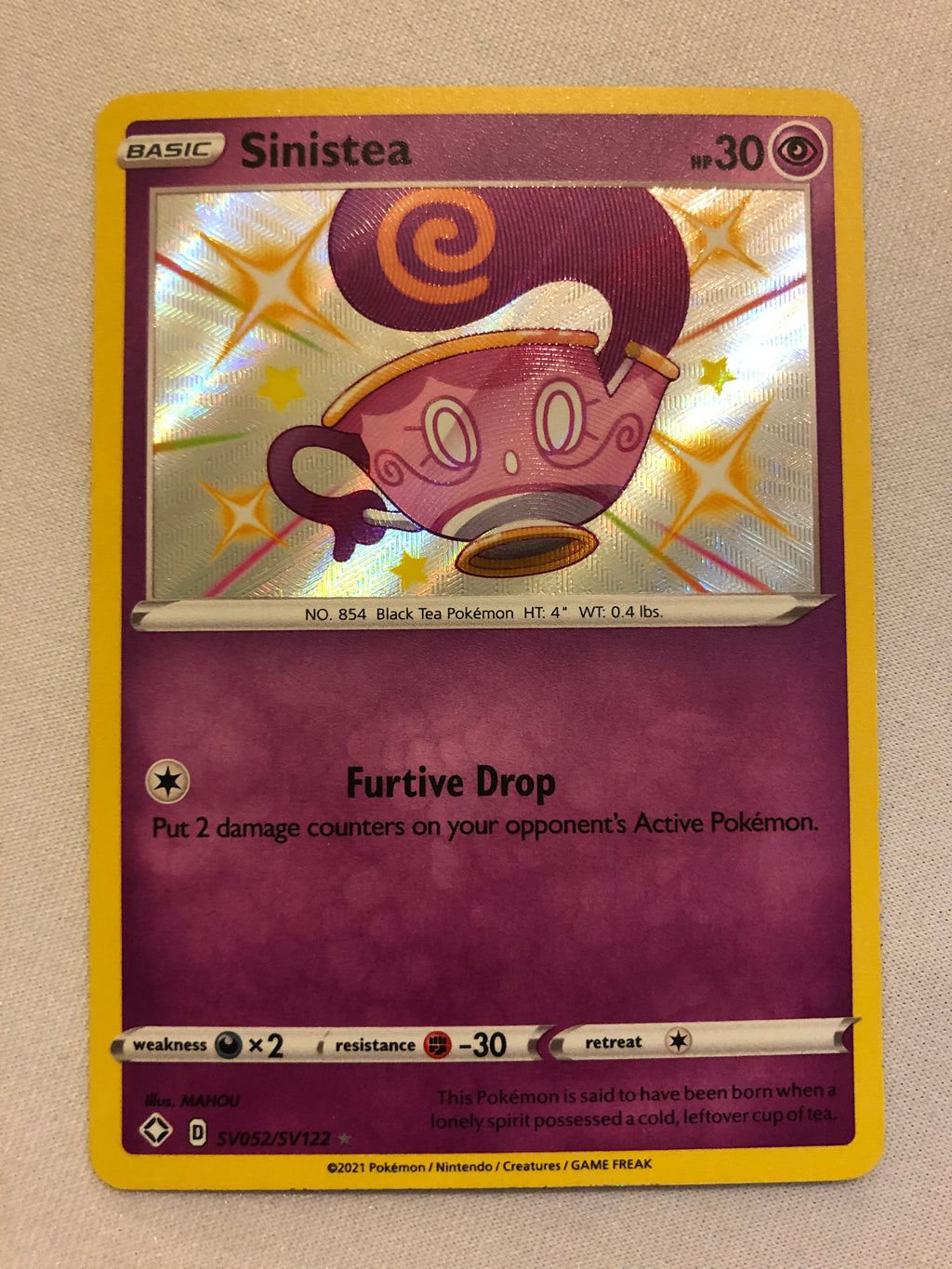 Sinistea SV052/SV122 Shiny Shining Fates Rare Shiny Holo Pokemon Card Sinistea SV052/SV122 Shiny Shining Fates Rare Shiny Holo Pokemon Card